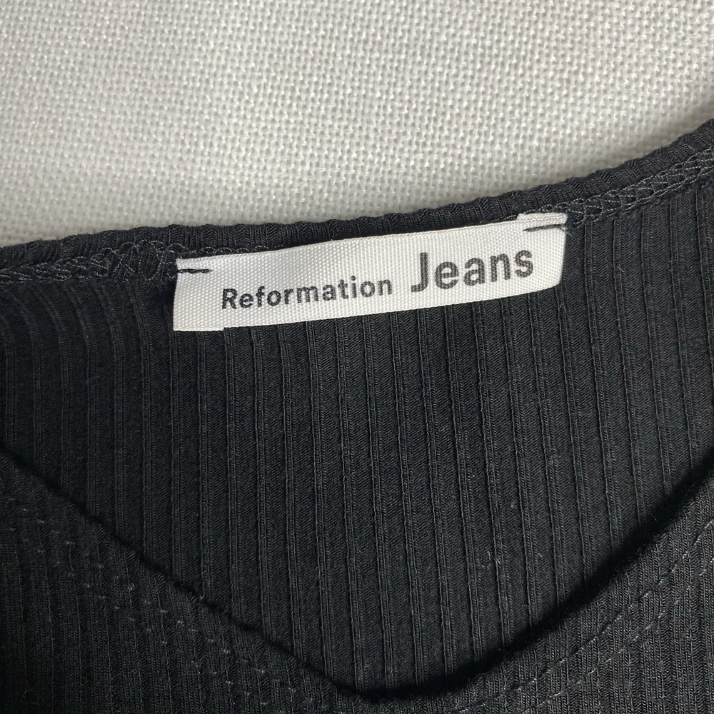 Reformation Jeans Women's Ribbed Bodysuit Black Size Medium - Picture 10 of 12